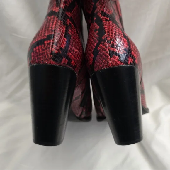 Jeffrey Campbell Red Snakeskin Print Boots/Booties - Picture 7 of 10